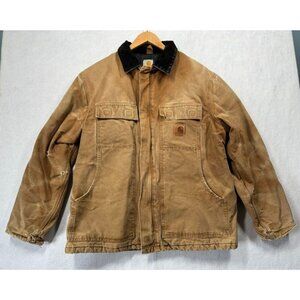 Carhartt Sandstone Duck Arctic Traditional Coat Tan Canvas Work C26 211 Men's L
